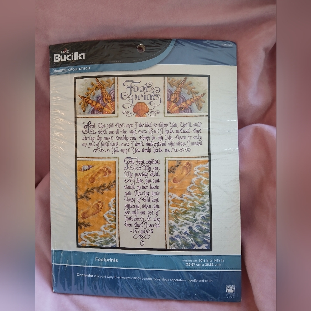 Bucilla FOOTPRINTS Counted Cross Stitch Kit #42760  NIP 2014